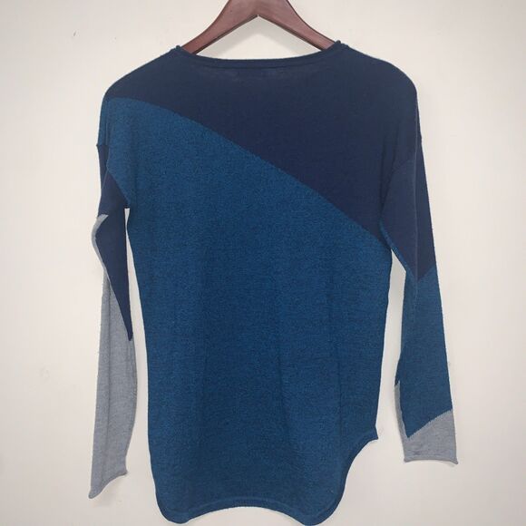 Smartwool Women Shadow Pine Colorblock Alpine Blue Pullover Sweater S Baselayer - Picture 3 of 7